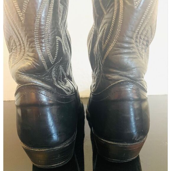 Vintage Justin Black Leather Cowboy Boots Pointed Toe Style 2005 Sz 9.5 D Men’s - Picture 5 of 12